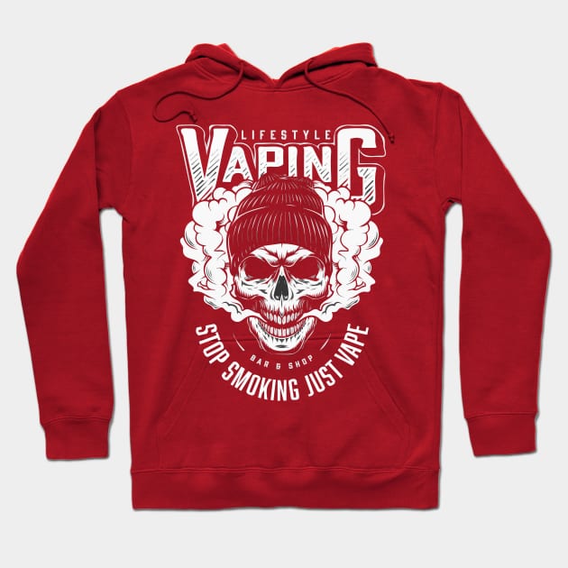 Vape skull, Vape life, skeleton vaping, Cloud life, Cloud chase, I love Vape, Black and White Hoodie by Sparkling Art